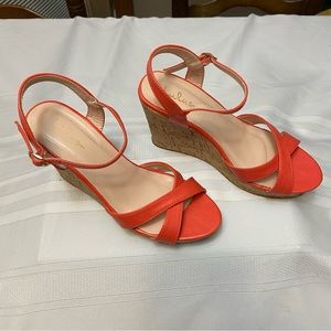 Coral Cork Wedge Womens Sandals Excellent Used Condition! size 6
